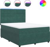 vidaXL Boxspring Bed - 160x200 cm - Donkergroen - Fluweel - Met Matras