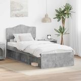 vidaXL Bedframe Betongrijs Massief grenenhout 90 x 190 cm