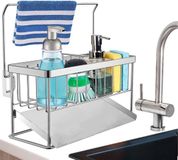 Sans marque Organisateur de Caddy d'évier avec évacuation automatique pour éponge et accessoires de cuisine