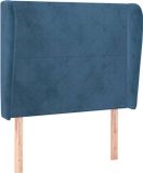 vidaXL Hoofdbord met randen 93x23x118/128 cm fluweel donkerblauw