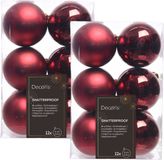 Decoris Kaemingk B.V. 24x Donkerrode kunststof kerstballen 6 cm - Mat/glans - Onbreekbare plastic kerstballen - Kerstboomversiering donkerrood