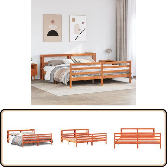 vidaXL Bedframe Massief Grenenhout Wasbruin 200x200 cm
