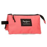 Pepe Jeans Aris Pennenetui, drievoudig, roze, 22 x 12 x 5 cm, polyester, Violeta, Drievoudige etui