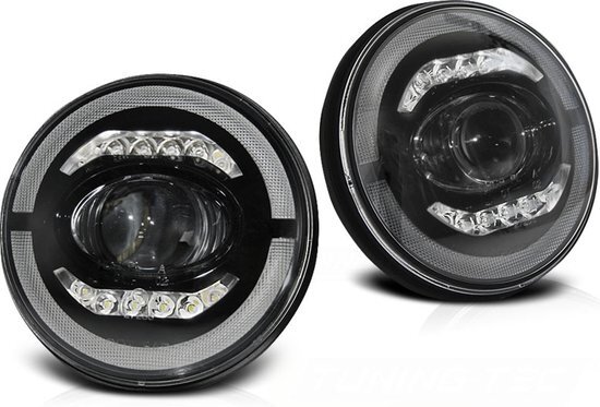 Koplampen CHRYSLER JEEP WRANGLER TJ/ LJ/ JK 96-18 - ANGEL EYES LED Zwart