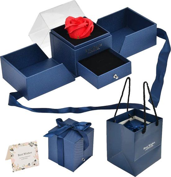 Rainbecom Luxe Geschenkdoos - Saffierblauw - Kunstbloemen - Cadeau