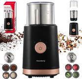 KLAUSBERG KB-7992 Elektrische 2-in-1 Koffie- en Kruidenmolen – 200W – RVS Bekers – Droog & Nat Malen – 3 Snelheden – 80g Capaciteit – zwart/Koper