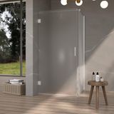Fortifura Galeria Douchecabine - 100x140x200cm - scharnieren - deurgreep - vlak - gesatineerd veiligheidsglas - PVD - geborsteld RVS