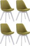 CLP Borneo V2 Set van 4 eetkamerstoelen - Stof groen walnoot