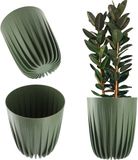 KADAX Bloempot van kunststof met natuurlijke materialen, ronde bloempot met inzetstuk, groen (diameter 19 cm)