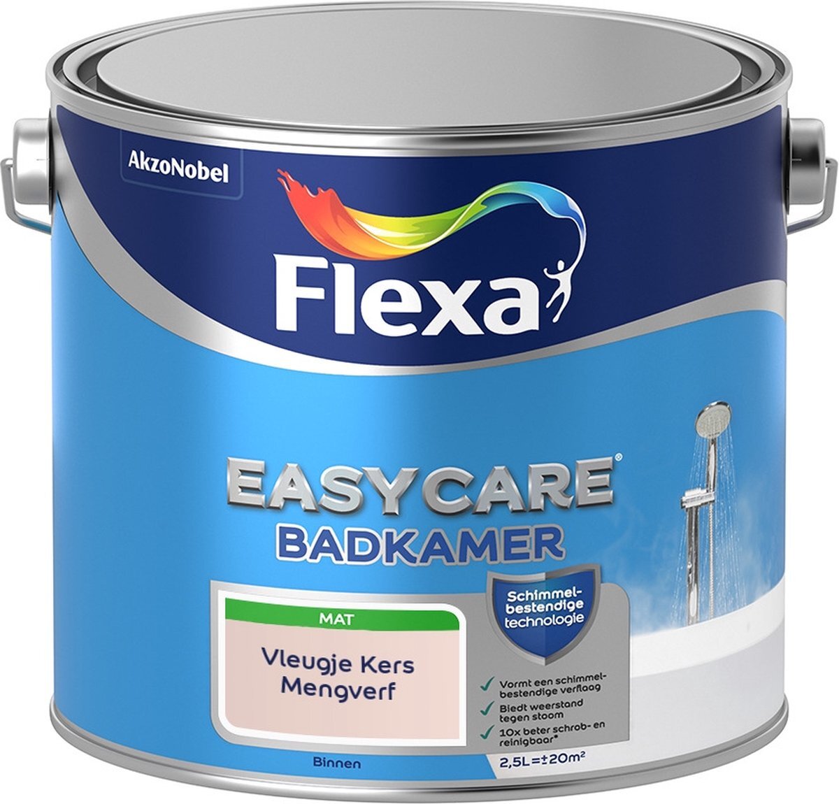 FLEXA Easycare Muurverf - Badkamer - Mat - Mengkleur - Vleugje Kers - 2,5 liter