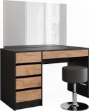 Vicco Sherry Kaptafel – 120 x 75 cm met spiegel en kruk Antraciet/gouden eik