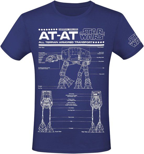 Star Wars AT-AT - Schematic Heren T-shirt - blauw - L