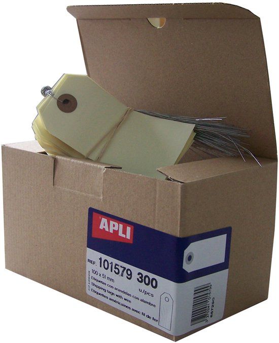 APLI hanglabel, 100 x 51 mm, neutraal, met draad, beige
