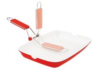 Home Grilly rechthoekige grillpan, keramiek, wit/rood, 34x24 cm