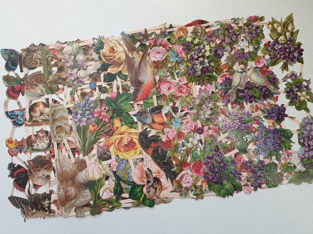Meer Leuks Poëzieplaatjes 8 vellen - Vlinders, Vogels, Bloemen, Poezen, Honden en Rozen