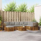 vidaXL Hoek loungeset 8 zitplaatsen Acacia hout Natuurlijk en lichtgrijs