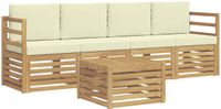 vidaXL Buiten bankenset 5 st Wit en crèmekleurig Polyester