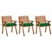 VidaXL Tuinstoelen 3 st met kussens massief acaciahout