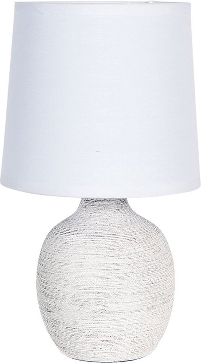 Trendybywave Tafellamp Ø 15*29 cm E14/max 1*40W Wit Keramiek Rond Bureaulamp Nachtlampje