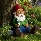 MikaMax Drunken Gnome Wasted - Grappige Resin Tuinkabouter voor Tuin, Bar en Mancave