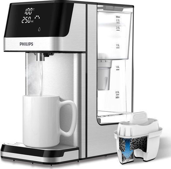 Philips Waterstation, dispenser voor gefilterd heet water, inhoud 2,2 liter, 6 temperatuurvoorinstellingen, touchscreen