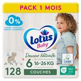 Lotus Baby Natuurlijke zachtheid, luiers, maat 6 (16-26 kg), 1 maand, 128 luiers