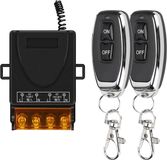 Interrupteur sans fil - 230V 10A - 433MHz - Avec 2 télécommandes - 1 canal - Max. 2300W - Noir - Portée jusqu'à 50m