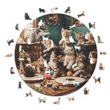 Iconic Puzzles - Speelse katjes, houten puzzel, 100% duurzaam, cadeaus voor kinderen en volwassenen, maat M, 350 stukjes