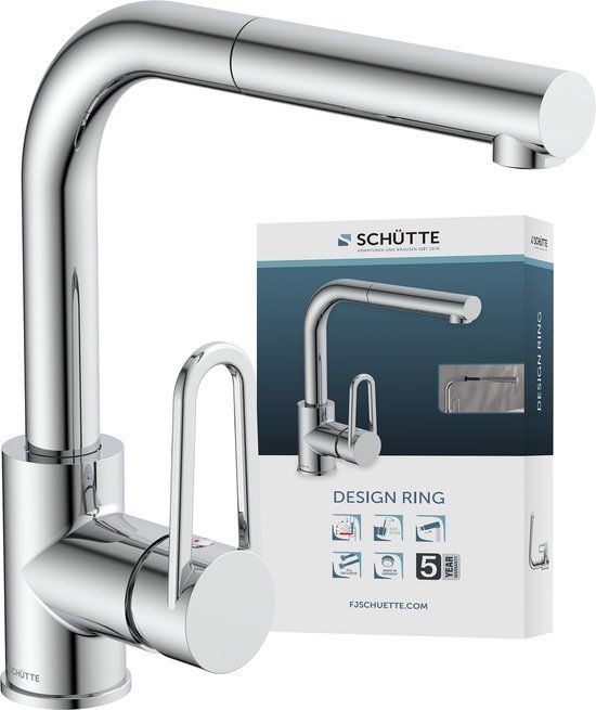 Schütte DESIGN RING Keukenkraan - Mengkraan - Met Uittrekbare Uitloop - Chroom