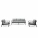 Florence fauteuil-bank loungeset 5 personnes | aluminium + corde | anthracite | 3 pièces