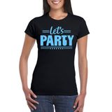 Bellatio Decorations Verkleed shirt voor dames - lets party - zwart - glitter - carnaval/themafeest XXL