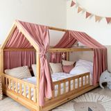LILIMAUS Huisbed hemeltje - bedhemel voor huisbed - 135 x 320 cm - mousseline katoen - oudroze