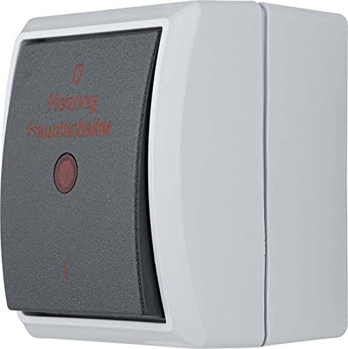 REV AquaForm verwarmingsschakelaar voor vochtige ruimtes IP44, twee-polig, opbouw, grijs