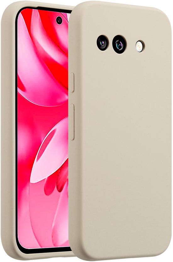 Accezz Hoesje - Geschikt voor Google Pixel 9a - Liquid Silicone Backcover - Stone