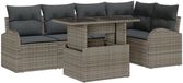 vidaXL Tuinbank Set 5 zitplaatsen Grijs Polyrattan