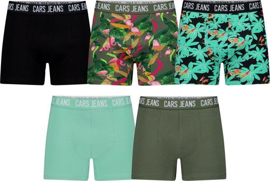 Cars Jeans Boxers BENFO 5 Pack Jr. Jongens MOSS Gebloemd Katoen/Elastaan Maat 128