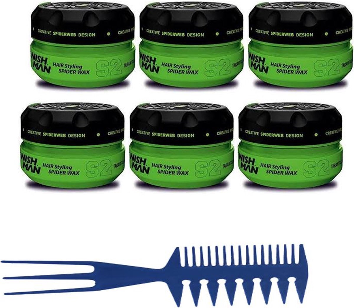 Nish Man NISHMAN S2 HAIR STYLING WAX SPIDER 6 STUKS+ Free Styling Comb