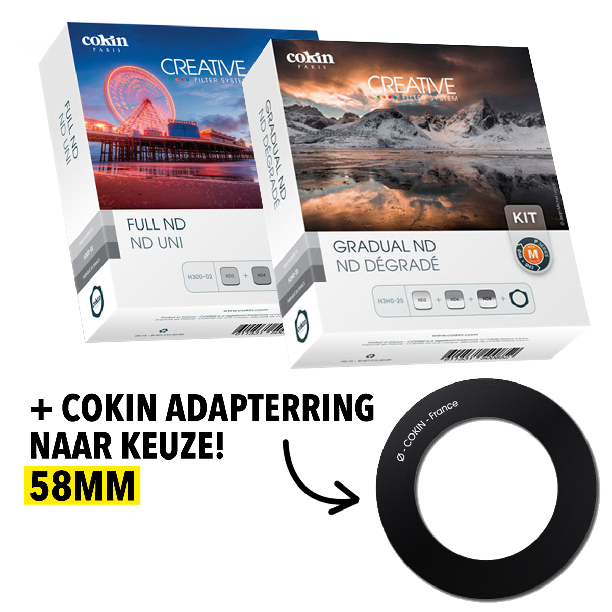 Cokin Full ND & Gradual ND pack incl. 58mm adapterring