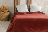 LINDER Sprei van fluweel, wafelpatroon, 240 x 260 cm, terracotta