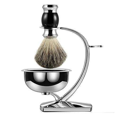 GRUTTI Deluxe Chrome Shaving Stand met kom 01- scheerstandaard + 02 scheerkwast.