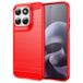 Motorola Coque Motorola Moto G77/G67 en TPU Brossé - Fibre de Carbone - Rouge