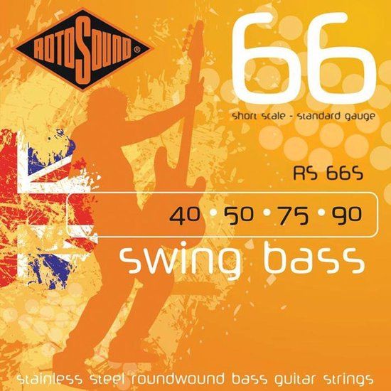 Rotosound RS66S Swing Bass Stainless Steel Roundwound Bass Guitar Strings - Short Scale