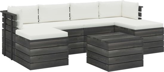 vidaXL 7-delige Loungeset met kussens pallet massief grenenhout