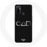 Maniacase Hoesje voor Oppo A53 Inktvis Game logo symbolen vierkanten cirkel driehoek Zwarte Achtergrond