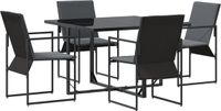 vidaXL Eettafel Set Zwart Staal