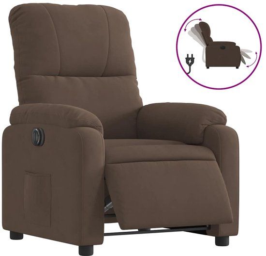 vidaXL Fauteuil verstelbaar elektrisch microvezelstof bruin
