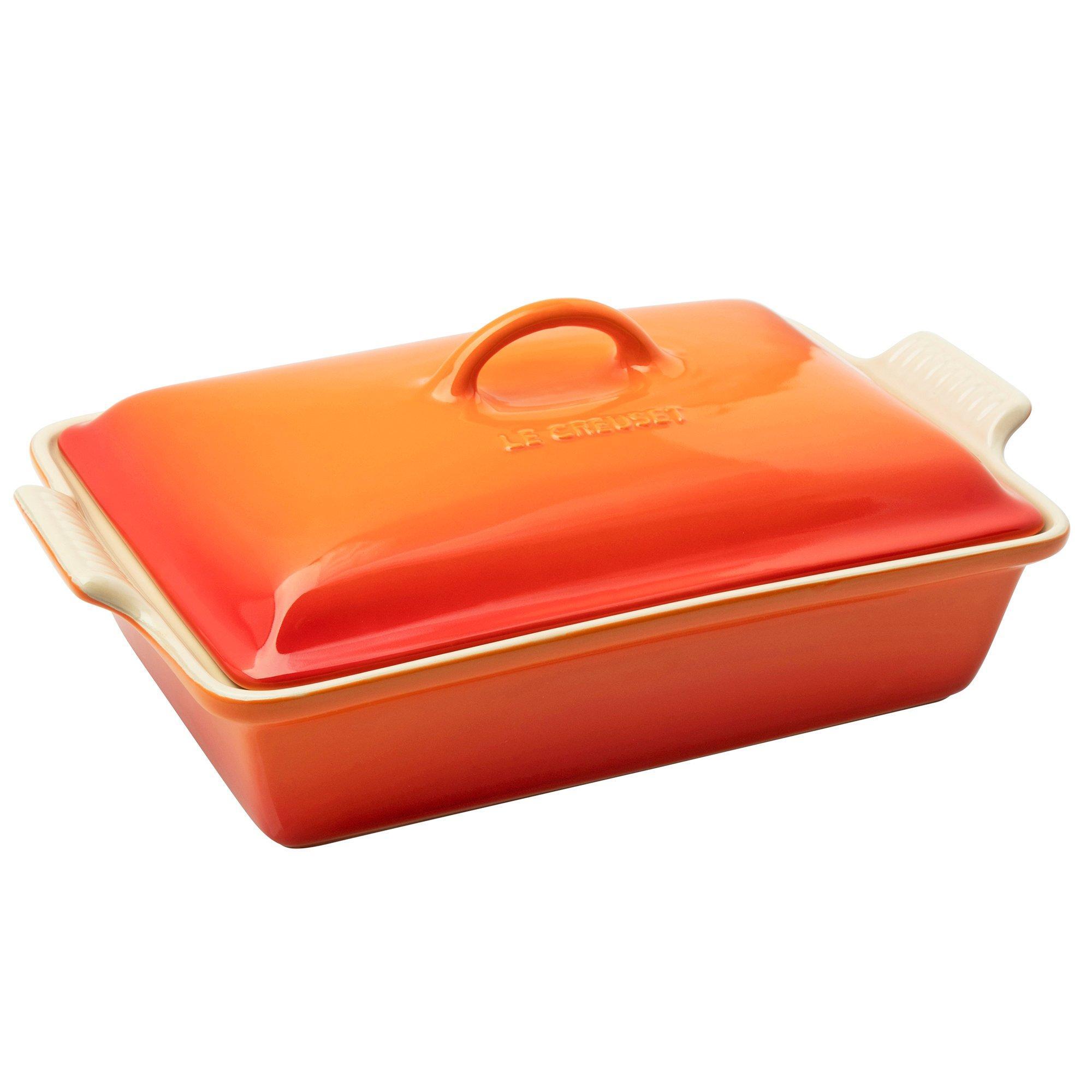 Le Creuset Le Creuset ovenschaal rechthoekig met deksel, 33 cm, oranje rood