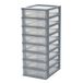 Iris Ohyama, Toren, Dressoir, Kunststof opbergorganizer met ergonomisch handvat, 8 x 4L, Unit, Met geïntegreerd handvat, BPA vrij, Kantoor, Slaapkamer, Woonkamer, OCH-2080, Grijs