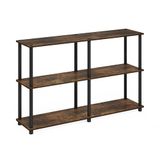 Furinno Besi 3 x 2 industriële multifunctionele plank display rack met metalen frame, walnoot baai