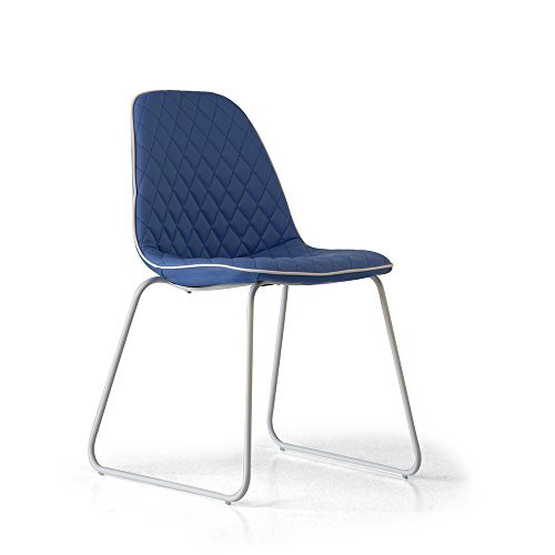 Italian Concept stoelen set Branda, metalen tuubolare, polyurethaan, kunstleer, 45 x 55 x 83 cm, 4 stuks 45.5 x 55 x 83 cm Blauw